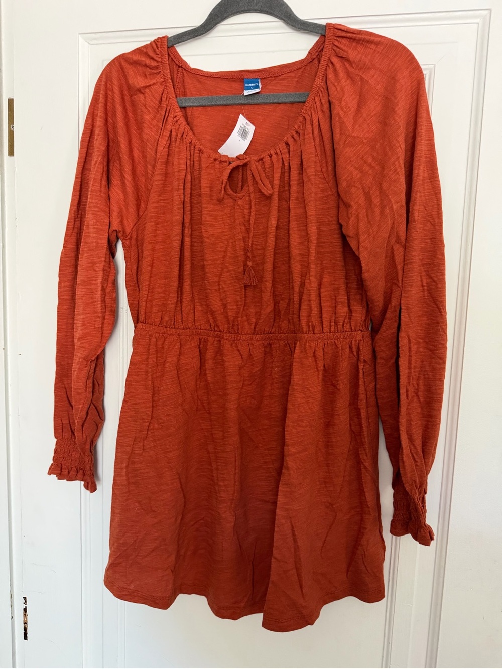 Old Navy Rust Orange Long Sleeve Peasant Maternity Blouse